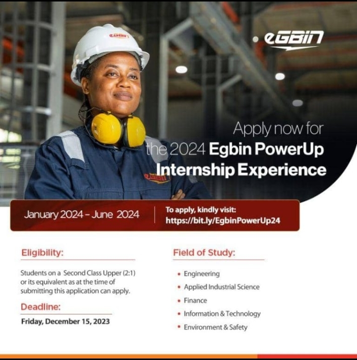 Apply for ‘Egbin PowerUp’ 2024 Internship Fellowship 